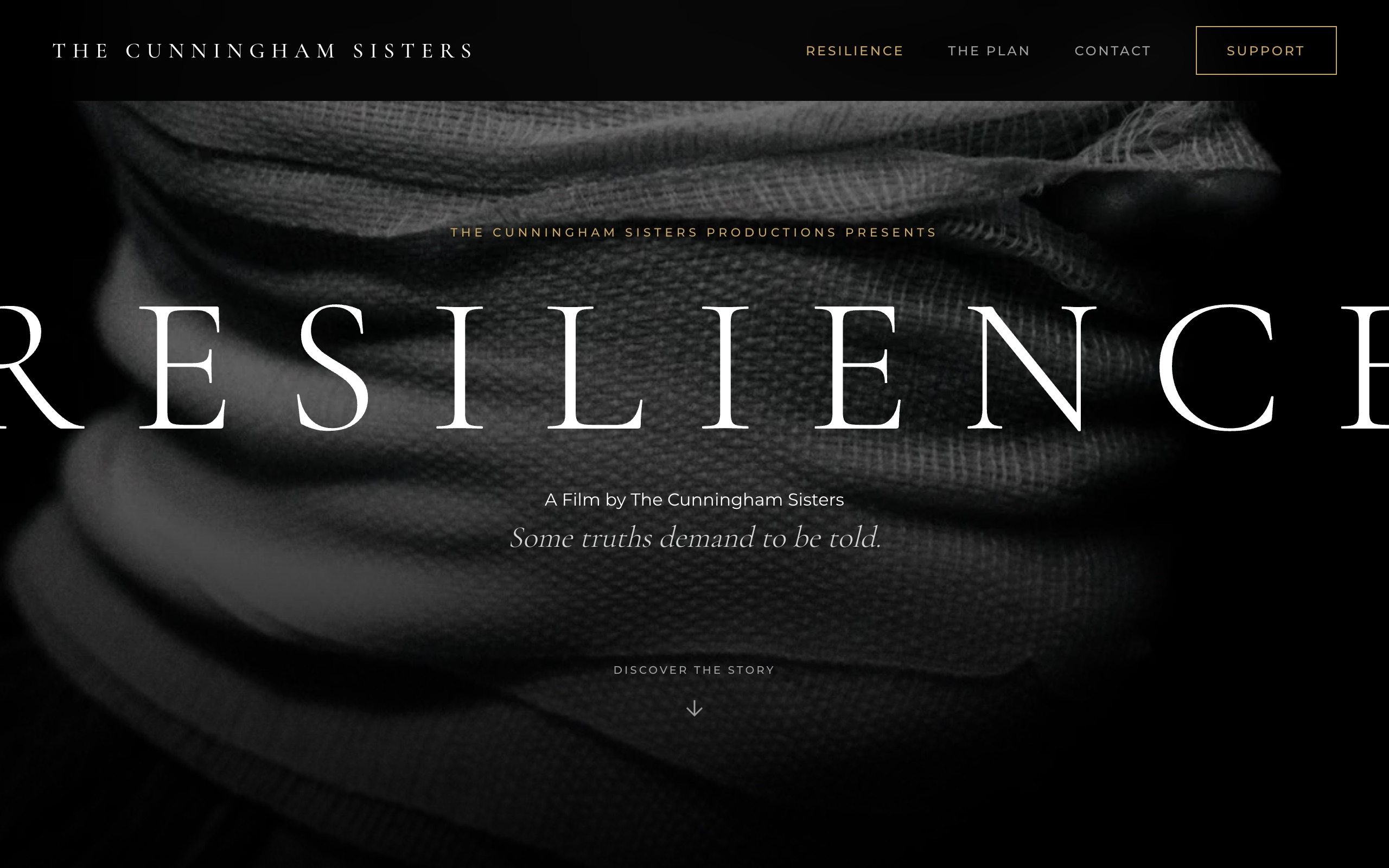 Cunningham Sisters Productions website homepage — custom web design for a film production company